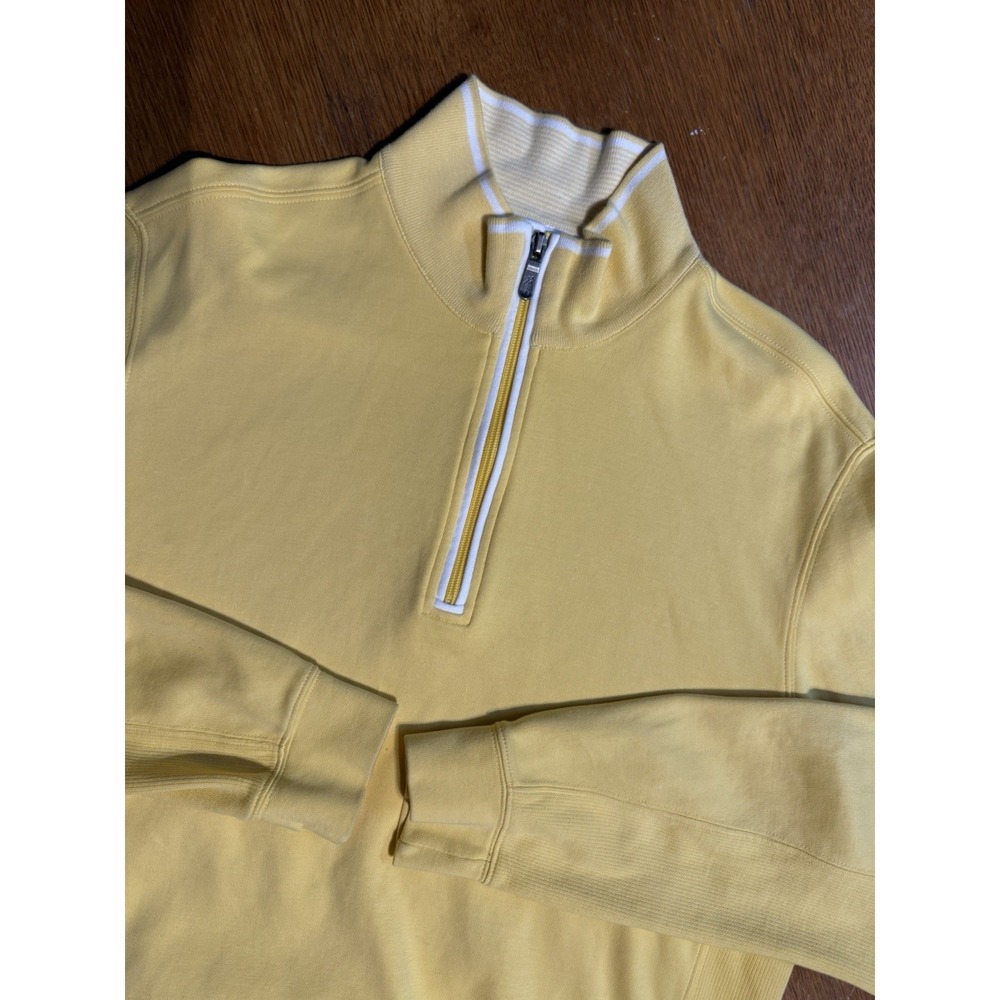 Bobby Jones Mens L Yellow 100% Cotton 1/4 Zip Pullover Sweater Mock Neck Logo